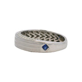 Vera Wang Love 14kt White Gold Striped 7mm Band 0.52ctw Diamond Sides Size 11