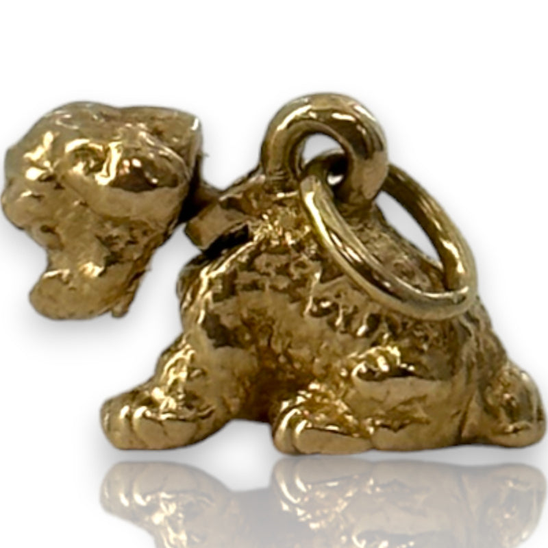Vintage Bobblehead Puppy Dog Detailed Spaniel Charm Pendant Solid 14kt Yellow Gold