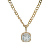 Retired Mejuri Solid 14kt Yellow Gold Curb Chain 16" Necklace and White Topaz Pendant