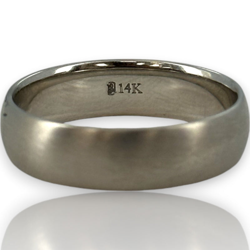 Anillo de bodas clásico Blue Nile mate de 6 mm en oro blanco cepillado macizo de 14 k, talla 10,5