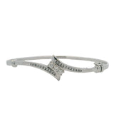 Solid 14kt White Gold and 0.44ctw Diamond Bypass Style Hinged Bangle 7" Bracelet