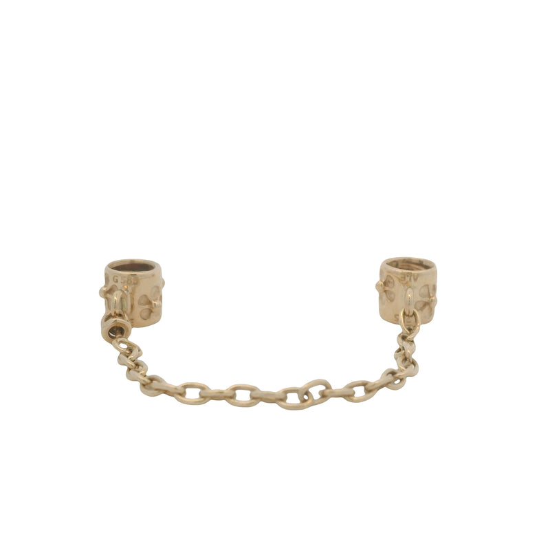 Pandora Retired Solid 14kt Yellow Gold Floral Safety Chain Spacer Charm