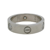 Cartier Solid 18kt White Gold Classic Model 5.5mm Love Ring with 3 Diamonds 0.22ct Size 60 9.25