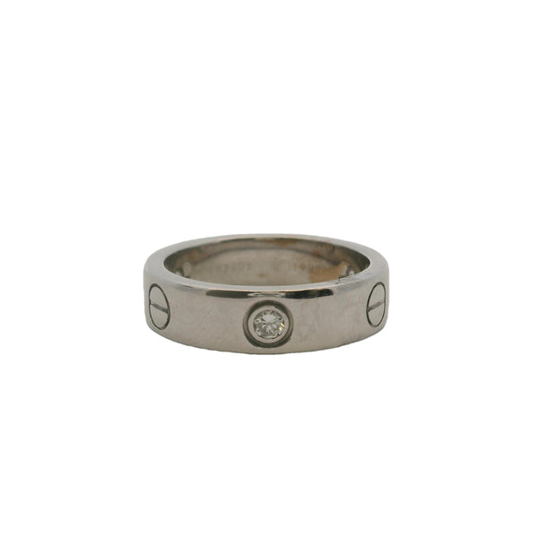 Vintage 1998 Cartier 3 Diamond Love Ring in 18kt White Gold Size 7