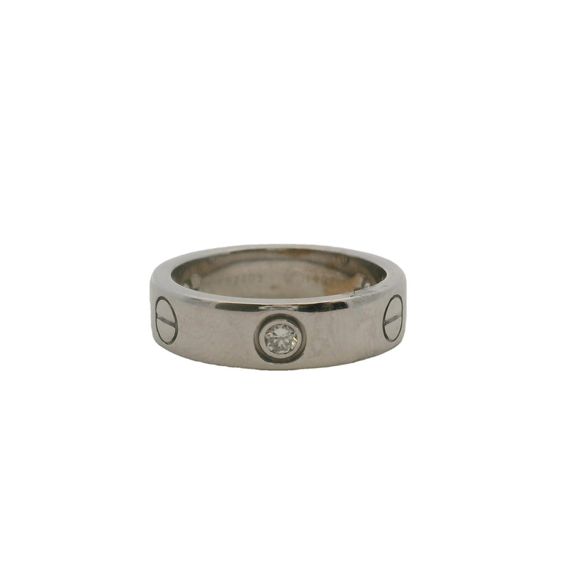 Vintage 1998 Cartier 3 Diamond Love Ring in 18kt White Gold Size 7