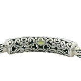 Vintage Samuel Benham 925 Sterling Silver 18k Yellow Gold Peridot and Amethyst 8" Bracelet