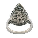 Michael Christoff 18kt Solid White Gold Pear-Shaped Cocktail Ring with 1.38ctw Alternating Black and White Diamonds Size 6.5