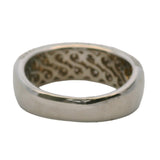 EFFY 14kt White Gold 7.4mm Wide Pave White Diamond Band Stackable Ring Size 6.75