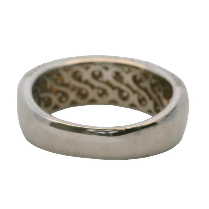 EFFY 14kt White Gold 7.4mm Wide Pave White Diamond Band Stackable Ring Size 6.75