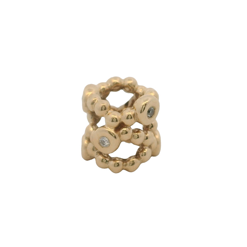 Pandora Retired Solid 14k Yellow Gold and Diamond Precious Memory Spacer Slider Charm