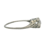 1920s Art Deco 950 Platinum Filigree Solitaire Old Euro Diamond Ring Size 7.25