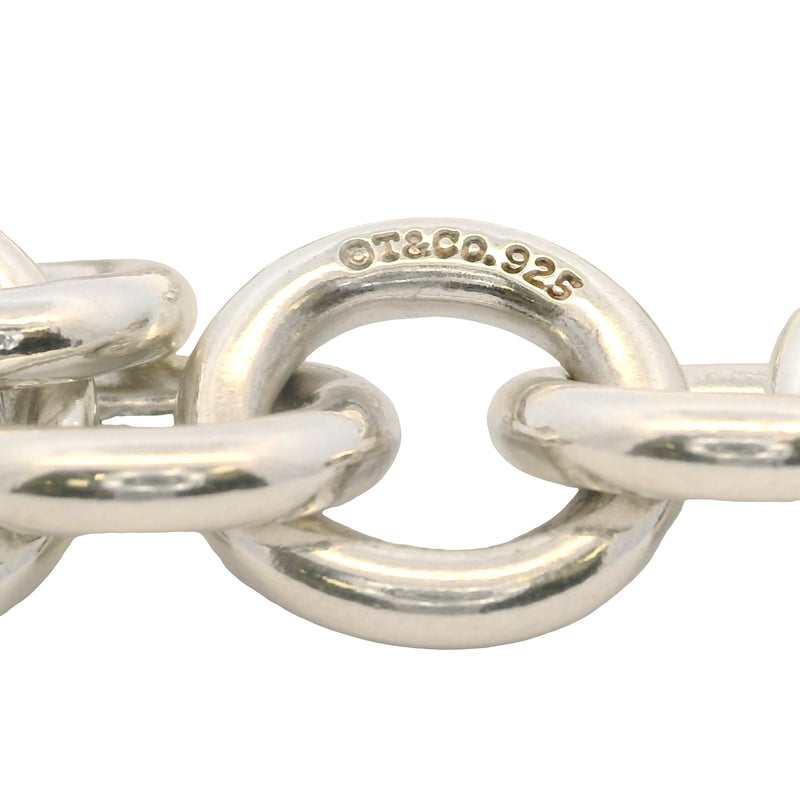 Retired Tiffany & Co Solid 925 Sterling Silver Heart Clasp Cable Link Bracelet 7"