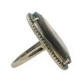 Solid 14kt White Gold Large Smoky Quartz and Black Diamond Halo Cocktail Ring Size 5.5