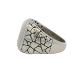 Samuel B Jewelry 925 Sterling Silver Nugget Pattern Hammered-Top Signet Ring Size 10