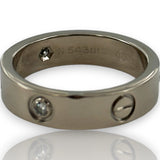 Vintage 1998 Cartier 18kt White Gold 5.5mm Classic Love Ring with 3 Diamonds Size 9.5 (61)