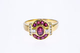 Tourmaline & Diamond Accent Band 18K 750 Yellow Gold Ring Size 8
