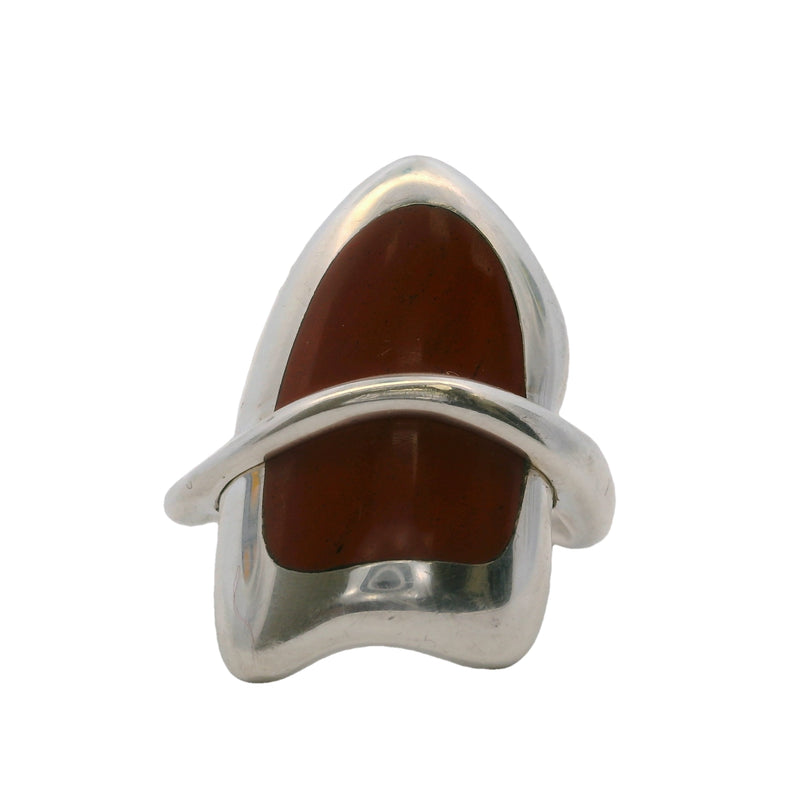 Robert Lee Morris Studio 925 Sterling Silver and Red Jasper Inlay Modernist Ring Size 9.5