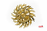 Vintage Brutalist Karbra 14KT Yellow Gold Nature Wreath Brooch Lapel Pin