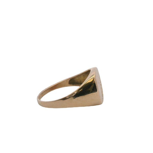 Antique 1930s 10kt Rose Gold Floral Carved Signet Ring Size 5.75
