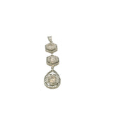 Antique 1910-20s Solid 14kt White Gold Filigree 0.65ctw Old Euro Diamond 3-Tier Drop Deco Pendant