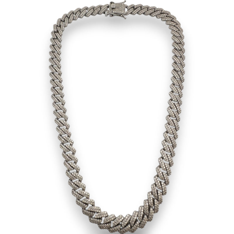 Miami Cuban Link Chain Iced Hip Hop 925 Silver Necklace Moissanite 18" 10mm Cert