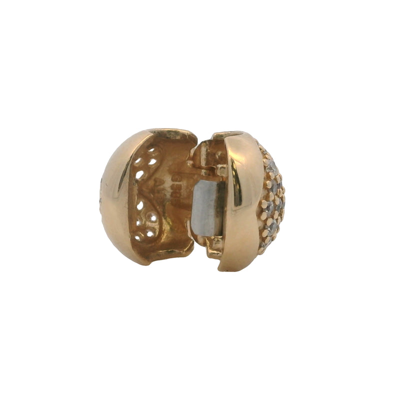 Charm Pandora retirado con clip de corazón pavé de circonitas cúbicas y oro amarillo sólido de 14 kt