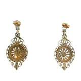 Antique Victorian Solid 14kt Yellow Gold and Jade Etruscan Revival Dangle Earrings