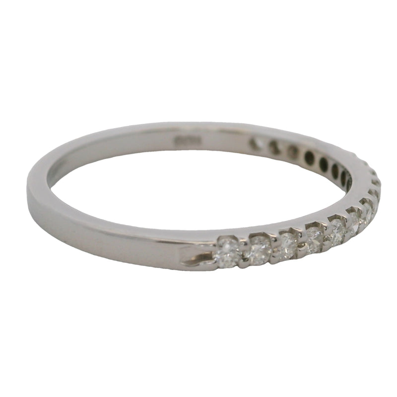 Solid 14kt White Gold and Diamond 2mm Stackable Wedding Band Ring Size 7