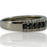 EFFY 14kt White Gold and Black and White Diamond Half-Eternity Ring Band
