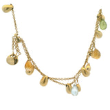 Marco Bicego Solid 18kt Yellow Gold Multi-Strand Multi-Gemstone Tearadrop Briolette Chain Bracelet 7"
