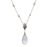 Zoe B Solid 14kt Yellow Gold Amethyst, Garnet, and CZ Drop Station Necklace 17.5"