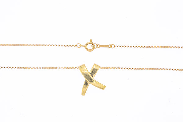 Tiffany & Co Paloma Picasso Graffiti X Pendant 18K 750 Yellow Gold Necklace