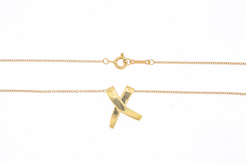 Tiffany & Co Paloma Picasso Graffiti X Pendant 18K 750 Yellow Gold Necklace