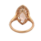 Solid 14kt Rose Gold Marquise 4.15ct Morganite Solitaire and Diamond Cocktail Ring Size 6.5