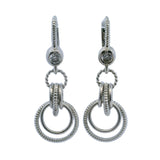 Judith Ripka 925 Sterling Silver and CZ Triple Circle Lever Back Drop/Dangle Earrings