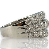 SJM Jewelry Solid 14kt White Gold 11.5mm Wide Graduated White Diamond Cocktail Cluster Ring Size 7