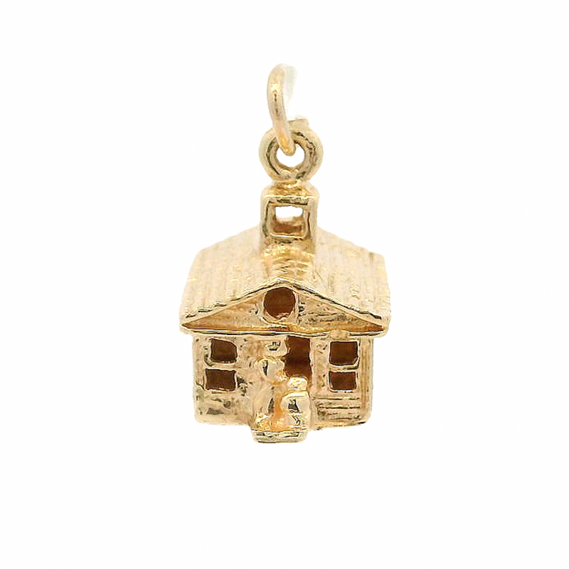 Colgante con detalle de capilla matrimonial de oro amarillo macizo de 14 kt para boda o compromiso