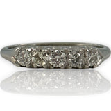 Late Art Deco William Wise & Son Platinum and Diamond Half Eternity Band Wedding Stackable Ring