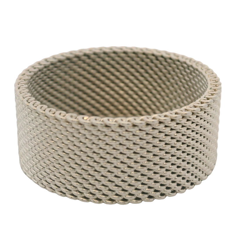 Tiffany & Co 925 Sterling Silver Somerset Collection 9.5mm Firm Mesh Ring Size 10
