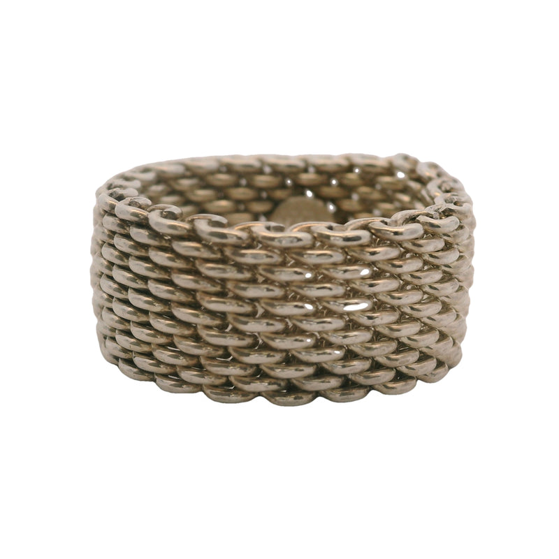 Tiffany & Co 925 Sterling Silver Somerset 10mm Wide Mesh Band Size 9