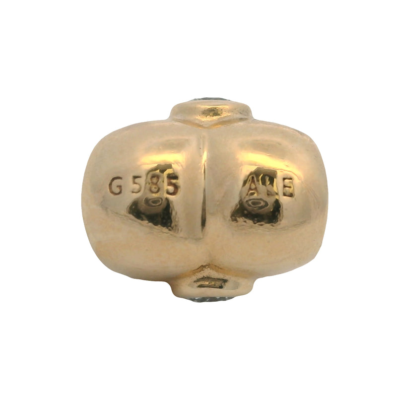 Charm deslizante de corazón hinchado de oro amarillo macizo de 14 kt con 2 diamantes, retirado de Pandora