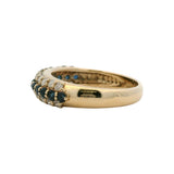 Vintage Solid 14kt Yellow Gold Sapphire and 0.48ctw Diamond Layered Half-Eternity Band Ring Size 6
