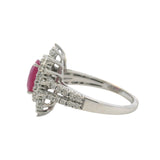 EFFY 14kt White Gold 1.75ct Ruby Multi-Cut Diamond Halo Statement Ring Size 9