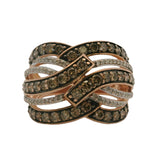 JWBR 10kt Rose Gold and Cognac and White Diamond 16mm Wide Twist Cocktail Ring Size 7