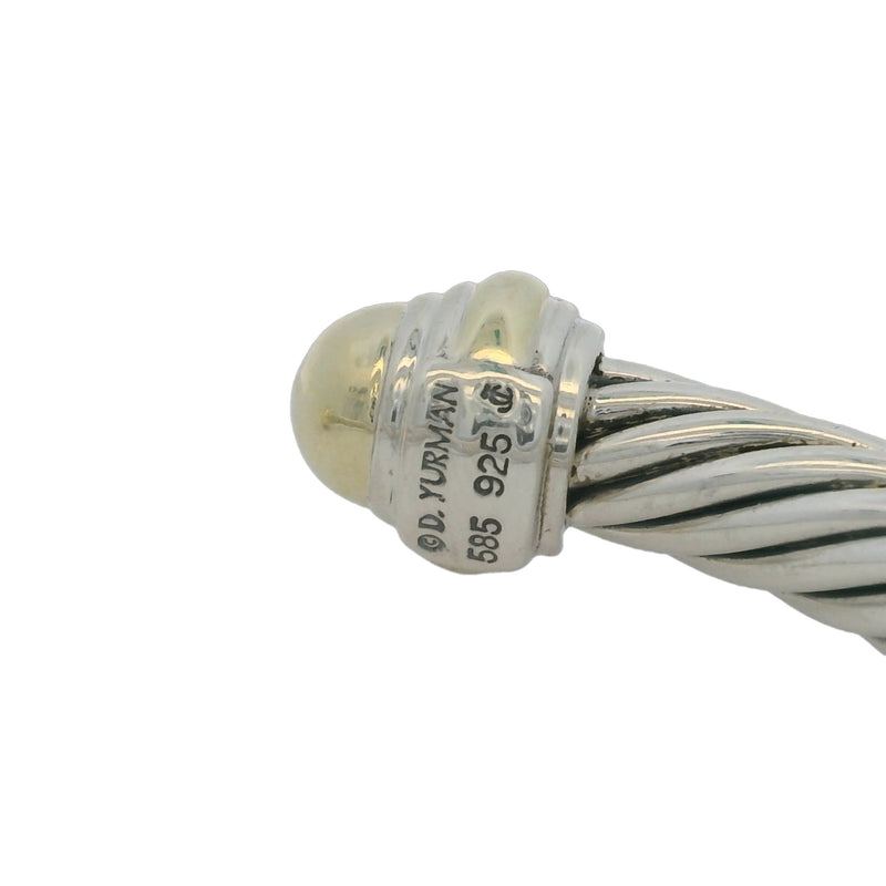 David Yurman Classic Cable Cuff Bracelet in 925 Sterling Silver and 14kt Yellow Gold