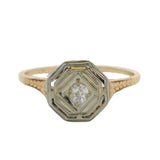 Antique 1910s 14kt Yellow Gold Filigree Old Mine Diamond Solitaire Ring Size 6