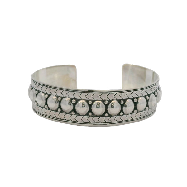 Yelli Jewels Moroccan 925 Sterling Silver Double Studs 16mm Wide Cuff Bracelet