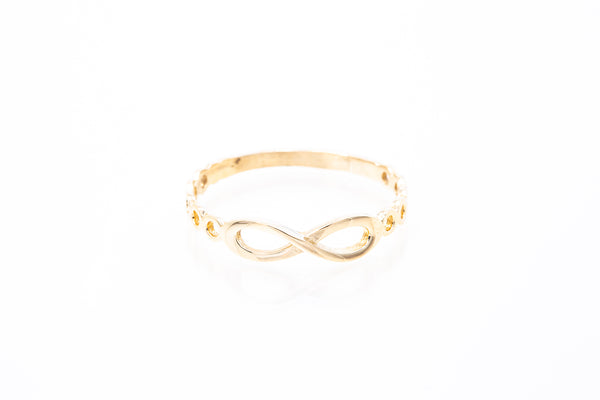 Fashionable Infinity Design Ring Solid 14k 585 Yellow Gold Size 8