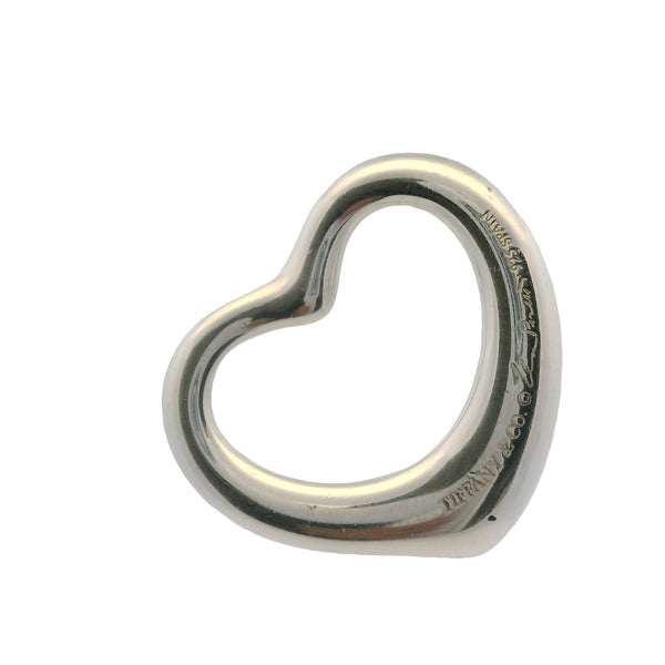 Tiffany & Co Elsa Peretti 925 Sterling Silver 22mm Wide Open Heart Necklace Pendant