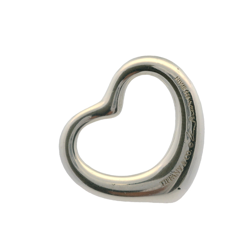 Tiffany & Co Elsa Peretti 925 Sterling Silver 22mm Wide Open Heart Necklace Pendant